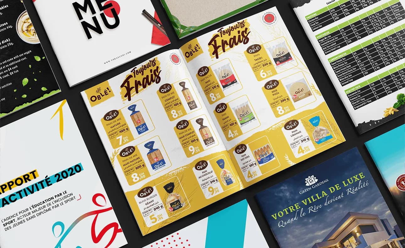 Réalisation Design de Brochures & Menus par Social360 – Print